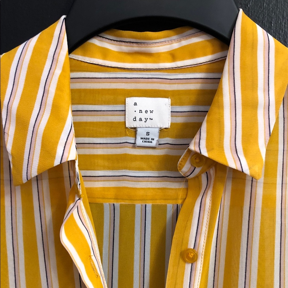 a new day Yellow Striped Button-Down Shirt - Picture 3 of 4